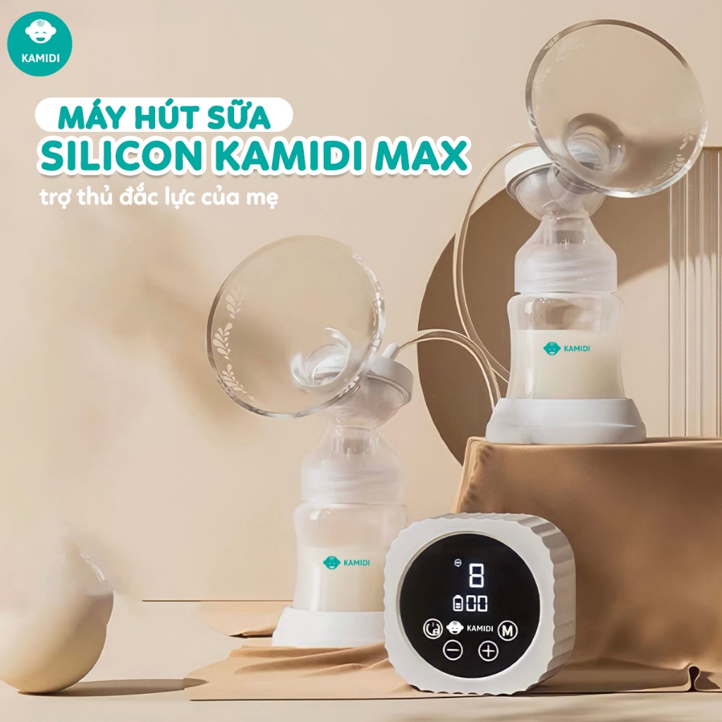 Máy Hút Sữa Điện Đôi Silicon Kamidi Max Cao Cấp Phễu Hút Silicon Mềm Mại, Hàng chính hãng, Bảo hành 12 tháng
