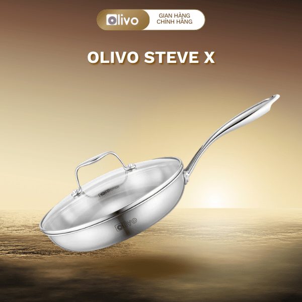 CHẢO 4 LỚP INOX OLIVO STEVE X - Chống Dính Tự Nhiên, Đường Kính 24cm