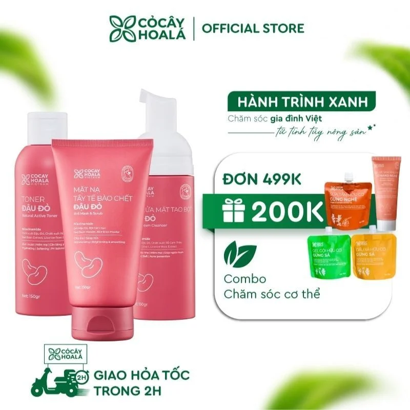 Combo Chăm Sóc Da Toàn Diện Đậu Đỏ Cỏ Cây Hoa Lá – Dưỡng Ẩm, Làm Sáng Da, Ngăn Ngừa Lão Hóa