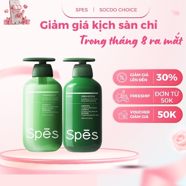 Dầu gội và dầu xả SPES chống rụng tóc và nuôi dưỡng mái tóc chắc khoẻ bồng bềnh 480ml